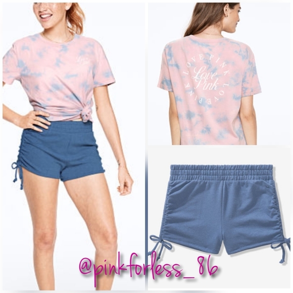 PINK Victoria's Secret Pants - (XS LEFT)💕VS PINK CAMPUS TEE & ROUCHED SHORTS SET